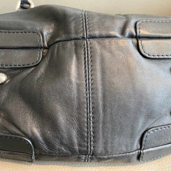 Stuart Weitzman black genuine leather shoulder bag satchel braided straps - Picture 11 of 16